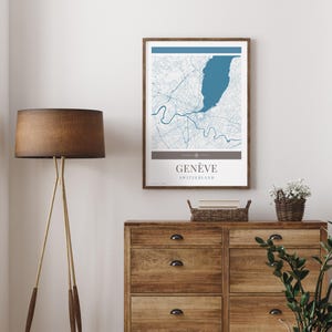 Geneve City Map Poster - Minimalistische Reisekunst, Urlaubsposter, Geschenk für Sie und Ihn, Urlaubsposter, Reiseposter, modernes Design