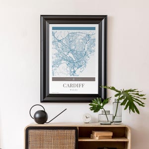 Cardiff City Map Poster - Minimalistische Reisekunst, Urlaubsposter, Geschenk für Sie und Ihn, Urlaubsposter, modernes Design