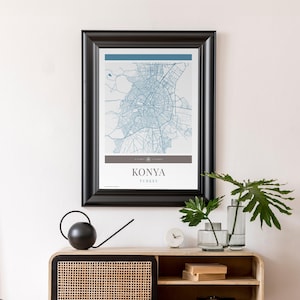 Konya City Karte Poster – Minimalistische Reisekunst, Urlaubsposter, Geschenk für Sie und Ihn, minimalistische Reisekunst