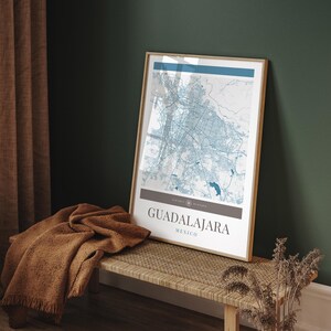 Guadalajara Karte Stadtplan - Minimalistische Reise Kunst, Urlaubs Poster, Geschenk für Sie und Ihn, Karte Wandkunst, modernes Design