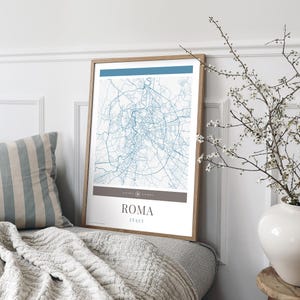 Roma Stadt Karte Poster – minimalistische Reisekunst, Urlaubsposter, Geschenk für Sie und Ihn, modernes Design