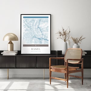 Basel Karte Karte – Minimalistische Reise Kunst, Urlaubs Poster, Geschenk für Sie und Ihn, modernes Design