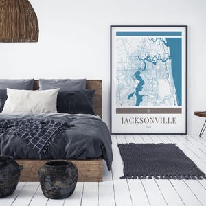 Jacksonville City Map Poster – minimalistische Reisekunst, Urlaubsposter, Geschenk für Sie und Ihn, modernes Design