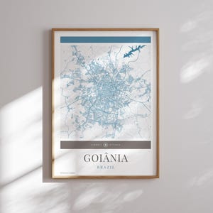 Goiania City Map Poster - Minimalistische Reisekunst, Urlaubsposter, Geschenk für Sie und Ihn, Urlaubsposter, Karte, modernes Design