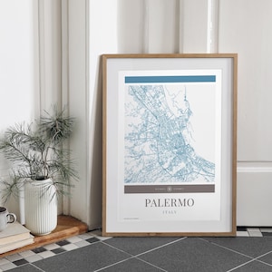 Palermo Stadt Karte Poster - Minimalistische Reise Kunst, Urlaubs Poster, Geschenk für Sie und Ihn, Karte, Wand Kunst, Modernes Design