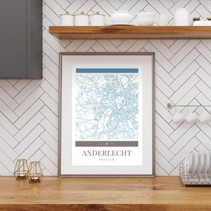 Anderlecht City Map Poster - Minimalistische Reisekunst, Urlaubsposter, Geschenk für Sie und Ihn, Urlaubsposter, modernes Design