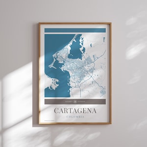 Cartagena Karte Stadtplan Poster - Minimalistische Reisekunst, Urlaubsposter, Geschenk für Sie und Ihn, Urlaubsposter, modernes Design