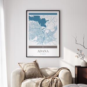 Adana City Map Poster - Minimalistische Reisekunst, Urlaubsposter, Geschenk für Sie und Ihn, Urlaubsposter, modernes Design