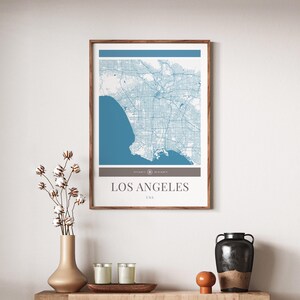 Los Angeles City Map Poster - Minimalistische Reisekunst, Urlaubsposter, Geschenk für Sie und Ihn, Karte, Wandkunst, modernes Design