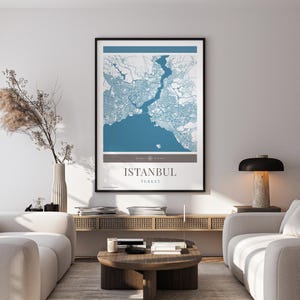 Istanbul City Map Poster - Minimalistische Reisekunst, Urlaubsposter, Geschenk für Sie und Ihn, modernes Design