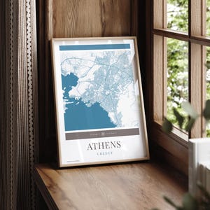 Athen Karte Poster - minimalistische Reisekunst, Urlaubsposter, Geschenk für Sie und Ihn, modernes Design
