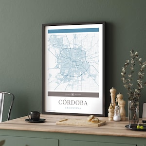 Cordoba Stadt Karte Poster - Minimalistische Reisekunst, Urlaubsposter, Geschenk für Sie und Ihn, Urlaubsposter, modernes Design