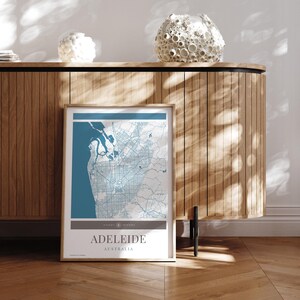 Adeleide City Map Poster - minimalistische Reisekunst, Urlaubsposter, Geschenk für Sie und Ihn, modernes Design