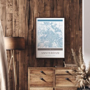 Amsterdam City Map Poster - Minimalistische Reisekunst, digitaler Download, Urlaubsposter, Geschenk für Sie und Ihn, Karte, Wandkunst, modernes Design