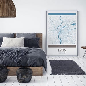 Lyon City Map Poster - Minimalistische Reisekunst, Urlaubsposter, Geschenk für Sie und Ihn, Urlaubsposter, modernes Design