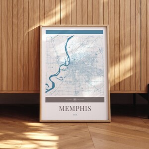 Memphis City Map Poster - Minimalistische Reisekunst, Urlaubsposter, Geschenk für Sie und Ihn, modernes Design