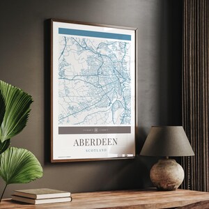 Aberdeen City Map Poster - Minimalistische Reisekunst, Urlaubsposter, Geschenk für Sie und Ihn, Urlaubsposter, modernes Design