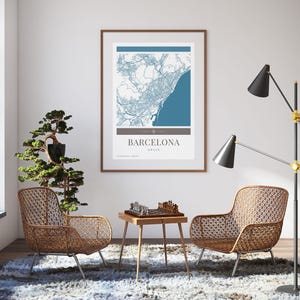 Barcelona City Map Poster - Minimalistische Reisekunst, Urlaubsposter, Geschenk für Sie und Ihn, Urlaubsposter, modernes Design