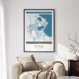 Tunis Karte Stadtplan Poster - Minimalistische Reisekunst, Urlaubsposter, Geschenk für Sie und Ihn, Urlaubsposter, Reiseposter, modernes Design