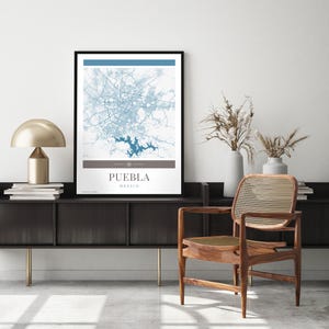Puebla Stadt Karte Poster - Minimalistische Reise Kunst, Urlaubs Poster, Geschenk für Sie und Ihn, Karte Wandkunst, modernes Design