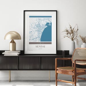 sendai City Map Poster – minimalistische Reisekunst, Urlaubsposter, Geschenk für Sie und Ihn, modernes Design