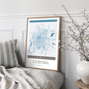 Curitiba Stadt Karte Poster - Minimalistische Reisekunst, Urlaubsposter, Geschenk für Sie und Ihn, Urlaubsposter, modernes Design