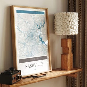 Nashville Stadt Karte Poster - Minimalistische Reise Kunst, Urlaubs Poster, Geschenk für Sie und Ihn, Karte Wandkunst, modernes Design