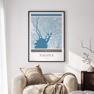 Nagoya City Map Poster - minimalistische Reisekunst, Urlaubsposter, Geschenk für Sie und Ihn, modernes Design