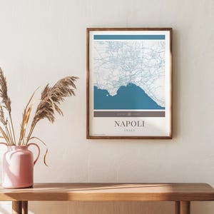 Neapel Karte Poster - Minimalistische Reisekunst, Urlaubsposter, Geschenk für Sie und Ihn, Urlaubsposter, Karte, Wandkunst, modernes Design