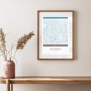Madrid Karte Poster - Minimalistische Reisekunst, Urlaubsposter, Geschenk für Sie und Ihn, Urlaubsposter, Karte, Wandkunst, modernes Design