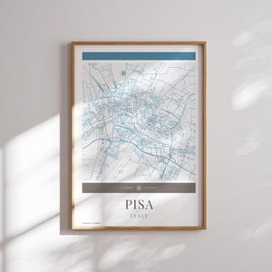 Pisa Stadt Karte Poster - Minimalistische Reisekunst, Urlaubsposter, Geschenk für Sie und Ihn, Urlaubsposter, Wandkunst, modernes Design