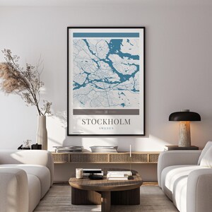 Stockholm Map Poster - Minimalistische Reisekunst, Urlaubsposter, Geschenk für Sie und Ihn, Urlaubsposter, modernes Design