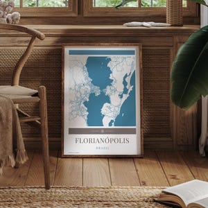 Florianopolis Karte Stadtplan Poster - Minimalistische Reisekunst, Urlaubsposter, Geschenk für Sie und Ihn, Urlaubsposter, Karte, Wandkunst, modernes Design