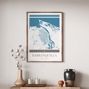 Barranquilla Stadt Karte Poster - Minimalistische Reise Kunst, Urlaubs Poster, Geschenk für Sie und Ihn, Karte, Wandkunst, modernes Design
