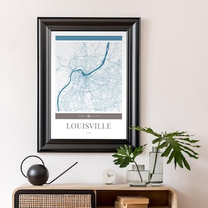 Louisville City Map Poster - minimalistische Reisekunst, Urlaubsposter, Geschenk für Sie und Ihn, modernes Design