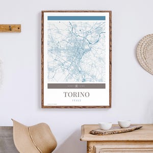 Torino Karte Karte – Minimalistische Reisekunst, Urlaubsposter, Geschenk für Sie und Ihn, modernes Design