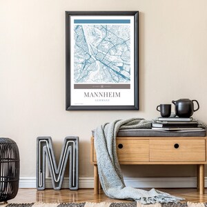 Mannheim Karte Poster - Minimalistische Reisekunst, Urlaubsposter, Geschenk für Sie und Ihn, Urlaubsposter, Karte, Wandkunst, modernes Design
