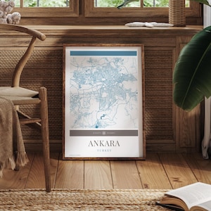 Ankara Stadt Karte Poster - Minimalistische Reise Kunst, Urlaubs Poster, Geschenk für Sie und Ihn, Karte Wandkunst, modernes Design