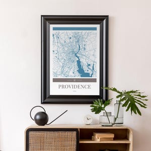 Vorsehung Stadt Karte Poster - Minimalistische Reise Kunst, Urlaubs Poster, Geschenk für Sie und Ihn, Karte Wandkunst, modernes Design