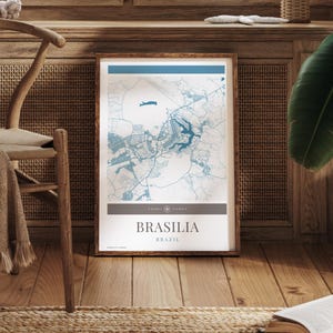 Brasilia Karte Poster - Minimalistische Reise Kunst, Urlaubs Poster, Geschenk für Sie und Ihn, Urlaubsposter, Karte, Wandkunst, modernes Design
