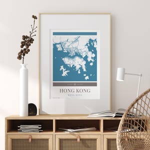 Hong Kong City Map Poster - Minimalistische Reisekunst, Urlaubsposter, Geschenk für Sie und Ihn, Karte, Wandkunst, modernes Design