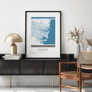 Sydney City Map Poster - Minimalistische Reisekunst, Urlaubsposter, Geschenk für Sie und Ihn, modernes Design