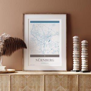 Nüremberg City Map Poster - Minimalistische Reisekunst, Urlaubsposter, Geschenk für Sie und Ihn, Urlaubsposter, Karte, modernes Design
