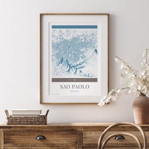 Sao Paolo Stadt Karte Poster - Minimalistische Reise Kunst, Urlaubs Poster, Geschenk für Sie und Ihn, Karte Wandkunst, modernes Design