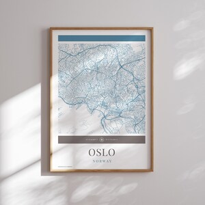 Oslo City Map Poster - Minimalistische Reisekunst, Urlaubsposter, Geschenk für Sie und Ihn, modernes Design