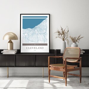 Cleveland Stadt Karte Poster - Minimalistische Reise Kunst, Urlaubs Poster, Geschenk für Sie und Ihn, Karte Wandkunst, modernes Design