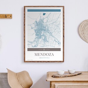 Mendoza City Map Poster - Minimalistische Reisekunst, Urlaubsposter, Geschenk für Sie und Ihn, modernes Design