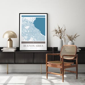 Buenos Aires City Map Poster - Minimalistische Reisekunst, Urlaubsposter, Geschenk für Sie und Ihn, Urlaubsposter, modernes Design