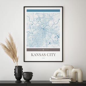 Kansas City Karte Poster - Minimalistische Reisekunst, Urlaubsposter, Geschenk für Sie und Ihn, Urlaubsposter, modernes Design