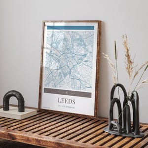 Leeds Stadt Karte Poster - Minimalistische Reise Kunst, Urlaubs Poster, Geschenk für Sie und Ihn, Karte Wandkunst, modernes Design